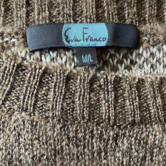 NEW Eva Franco Cotton-Blend Fringe Poncho sze M/L Aztec Brown and White - Picture 11 of 16